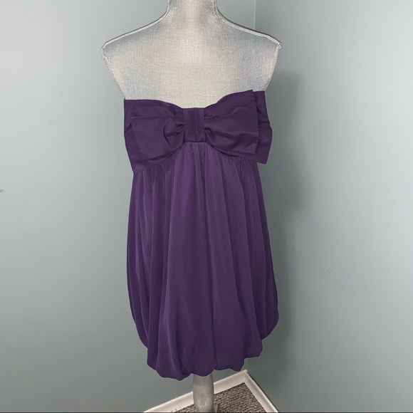 MILEY CURUS MAX AZRIA strapless dress bow detailed front size large wedding prom - Picture 1 of 8